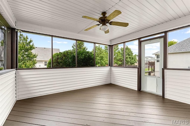 2711 Cascade Lake Dr, Shiloh, IL 62221 - unfurnished sunroom with a ceiling fan and healthy amount of natural light