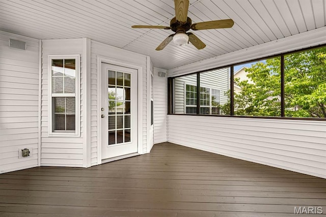 2711 Cascade Lake Dr, Shiloh, IL 62221 - unfurnished sunroom featuring a ceiling fan