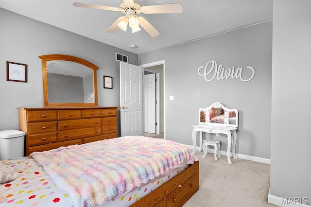 2711 Cascade Lake Dr, Shiloh, IL 62221 - bedroom featuring light colored carpet, baseboards, and ceiling fan
