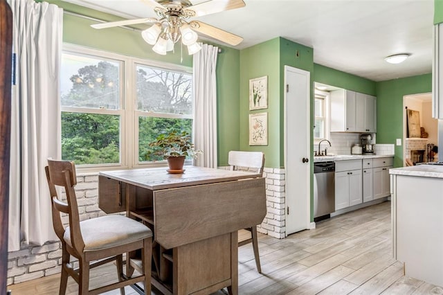330 Mont Divier Dr, Bonne Terre, MO 63628 - dining space with light wood-style floors and ceiling fan