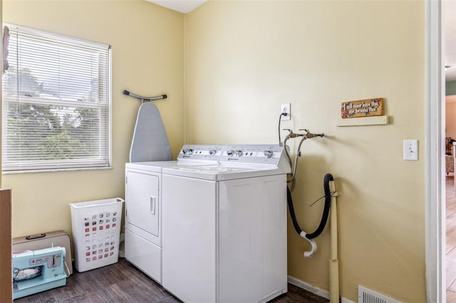 330 Mont Divier Dr, Bonne Terre, MO 63628 - laundry area with washer and dryer and dark wood-style floors