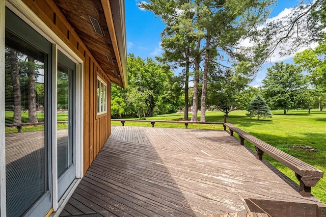 513 Matthews Ln, Waterloo, IL 62298 - deck featuring a yard and view of wooded area