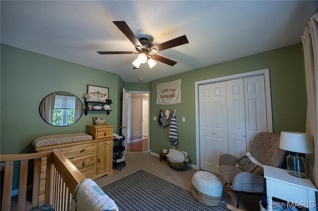 781 N W Ln, Jackson, MO 63755 - bedroom with carpet floors, a closet, baseboards, and a ceiling fan