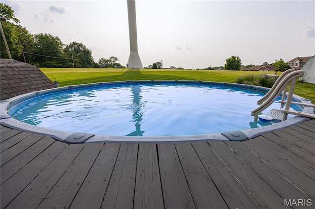 781 N W Ln, Jackson, MO 63755 - swimming pool with a wooden deck and a yard