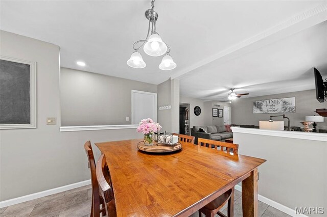 2917 Royal Gorge Ct, Oakville Township, MO 63129 - dining space featuring baseboards and ceiling fan