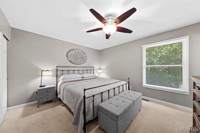 2917 Royal Gorge Ct, Oakville Township, MO 63129 - bedroom with carpet floors, baseboards, a closet, and ceiling fan