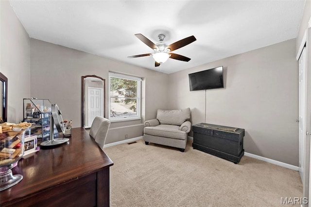 2917 Royal Gorge Ct, Oakville Township, MO 63129 - carpeted home office with ceiling fan and baseboards