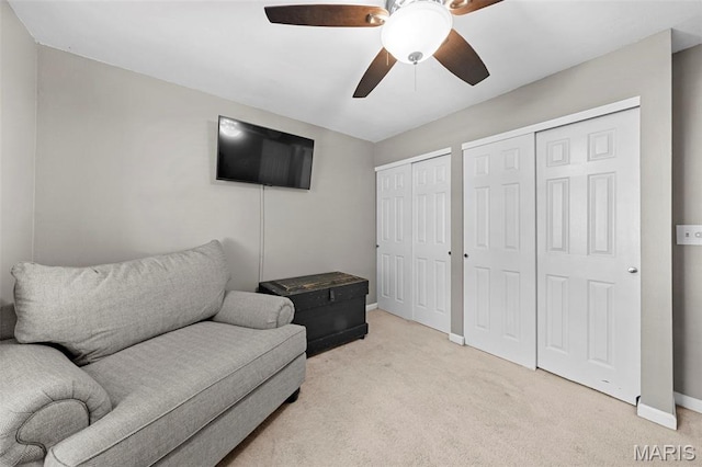 2917 Royal Gorge Ct, Oakville Township, MO 63129 - sitting room featuring light colored carpet, ceiling fan, and baseboards