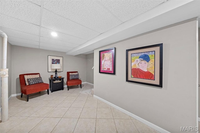 2917 Royal Gorge Ct, Oakville Township, MO 63129 - sitting room featuring baseboards, recessed lighting, light tile patterned floors, and a drop ceiling