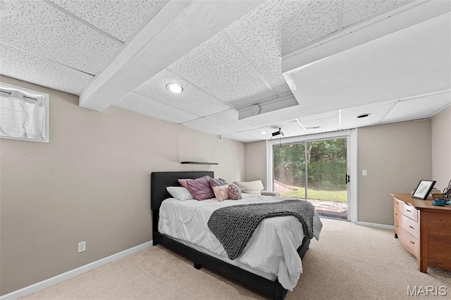 2917 Royal Gorge Ct, Oakville Township, MO 63129 - bedroom with access to exterior, carpet, baseboards, a paneled ceiling, and recessed lighting