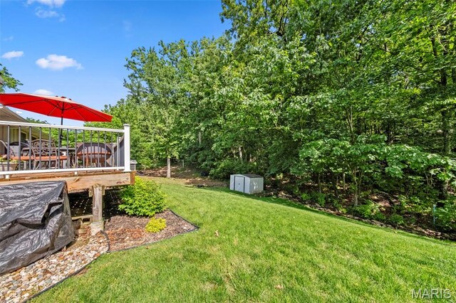 2917 Royal Gorge Ct, Oakville Township, MO 63129 - view of grassy yard with a deck