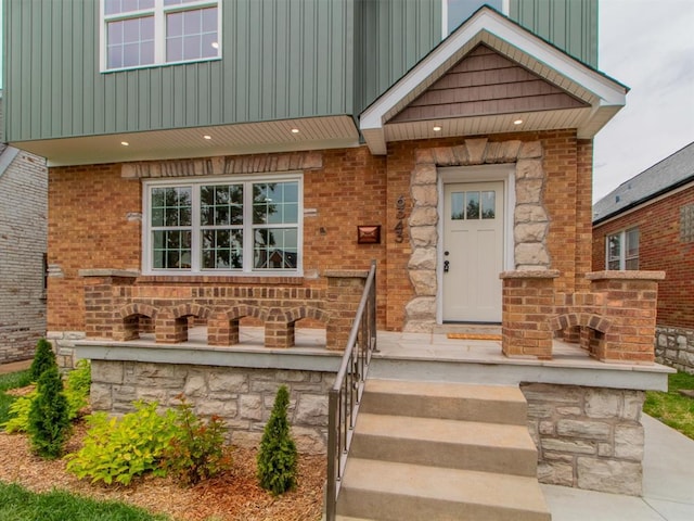 6343 Tholozan, Saint Louis, MO 63109 - property entrance featuring board and batten siding and brick siding