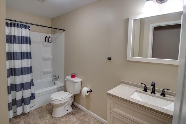155 Roberts St, Jerseyville, IL 62052 - full bathroom with toilet, vanity, shower / bath combo, and baseboards