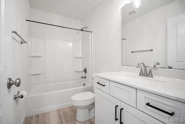 346 Fairhaven Ct, Wright City, MO 63390 - full bathroom with vanity, wood finished floors, and shower / washtub combination