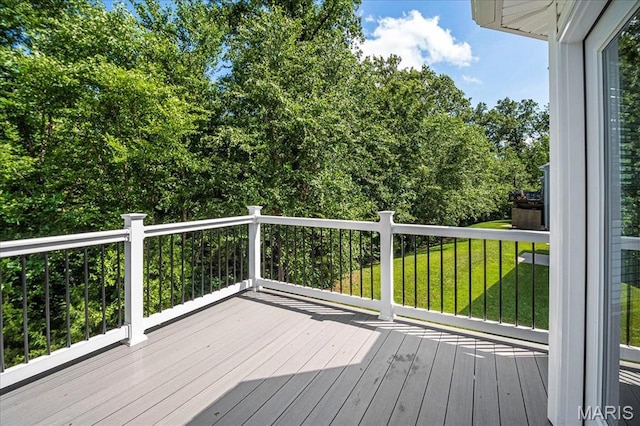 346 Fairhaven Ct, Wright City, MO 63390 - wooden terrace featuring a lawn