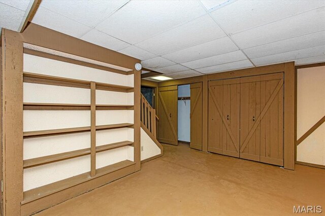 1461 Oak Bluff Ln, Kirkwood, MO 63122 - finished basement with a drop ceiling and stairway
