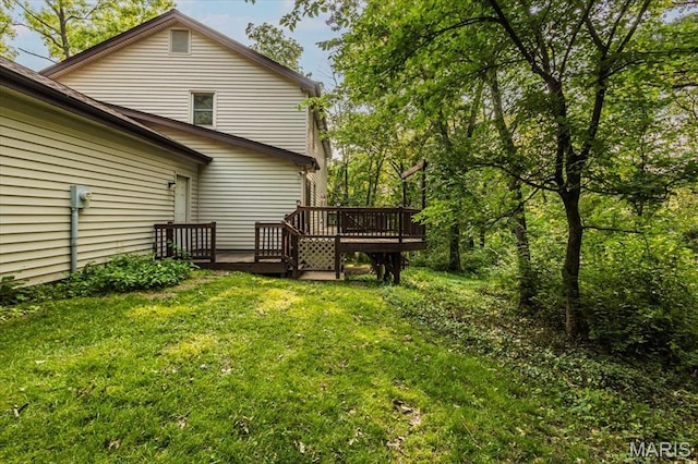 1461 Oak Bluff Ln, Kirkwood, MO 63122 - back of property with a deck and a lawn