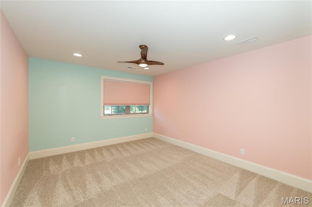 111 N Mosley Rd, Saint Louis, MO 63141 - unfurnished room with ceiling fan, carpet, and recessed lighting