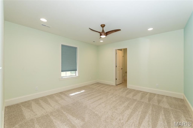 111 N Mosley Rd, Saint Louis, MO 63141 - spare room featuring light carpet, a ceiling fan, and recessed lighting