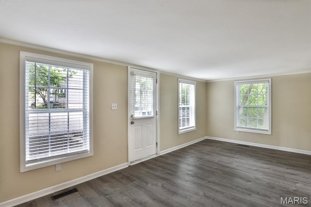 542 Meramec Station Rd Unit C, Valley Park, MO 63088 - entryway featuring dark wood finished floors, crown molding, baseboards, and healthy amount of natural light