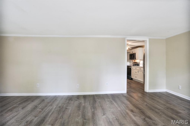 542 Meramec Station Rd Unit C, Valley Park, MO 63088 - empty room featuring dark wood-style floors, crown molding, baseboards, and a ceiling fan