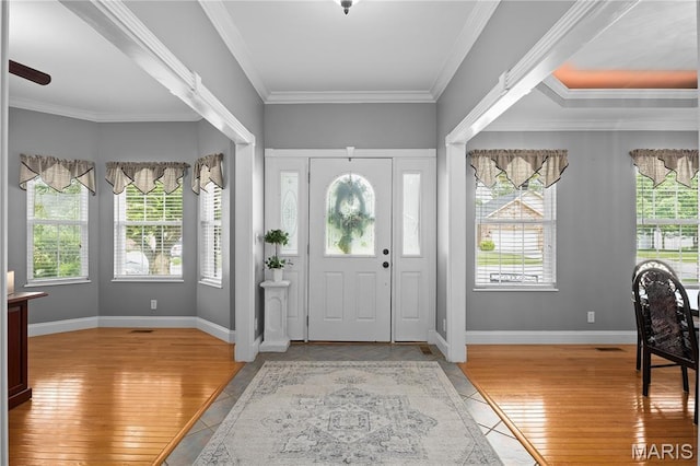 1171 Red Hawk Ridge Ln, Ofallon, IL 62269 - foyer entrance featuring hardwood / wood-style floors, crown molding, and baseboards