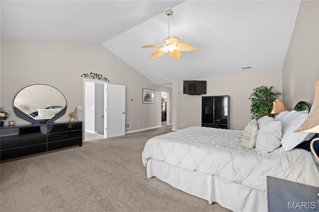 1171 Red Hawk Ridge Ln, Ofallon, IL 62269 - carpeted bedroom featuring ceiling fan, baseboards, and high vaulted ceiling