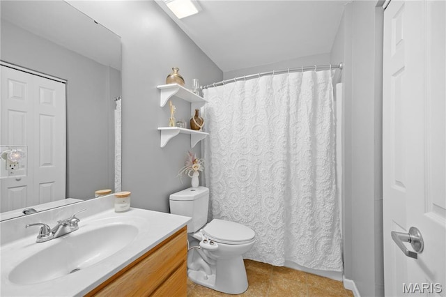 1171 Red Hawk Ridge Ln, Ofallon, IL 62269 - bathroom with vanity, tile patterned floors, and a shower with shower curtain