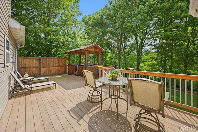 1171 Red Hawk Ridge Ln, Ofallon, IL 62269 - wooden terrace featuring a gazebo and view of wooded area
