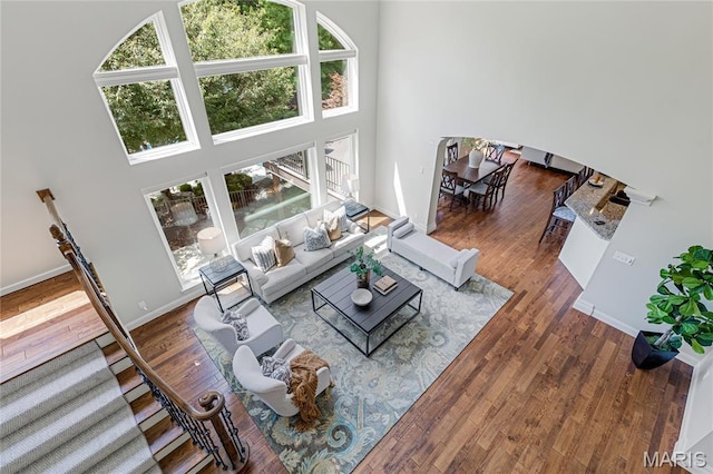 4388 Austin Pass Dr, Saint Charles, MO 63304 - living room featuring a high ceiling and wood finished floors