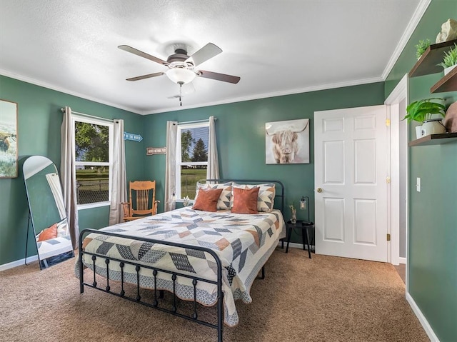 109 N 7th St, Owensville, MO 65066 - bedroom featuring carpet, ornamental molding, baseboards, and ceiling fan
