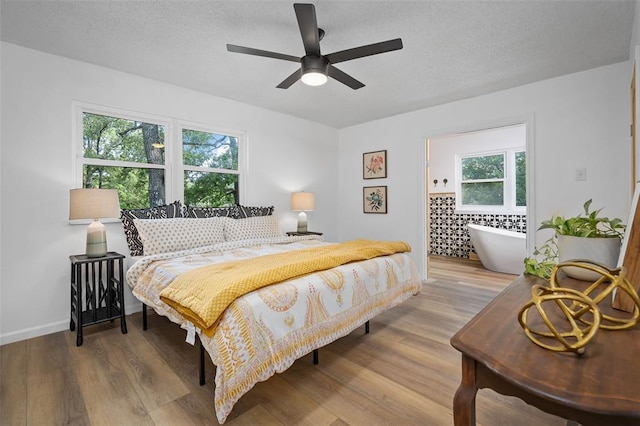 1594 Rue Calais, Bonne Terre, MO 63628 - bedroom featuring multiple windows, wood finished floors, ceiling fan, and a textured ceiling