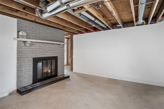 1594 Rue Calais, Bonne Terre, MO 63628 - unfinished basement featuring a brick fireplace