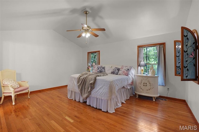 238 Skyway Dr, New Haven, MO 63068 - bedroom with vaulted ceiling, light wood-style flooring, and ceiling fan