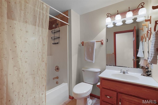 238 Skyway Dr, New Haven, MO 63068 - full bathroom with vanity, shower / tub combo with curtain, and tile patterned flooring