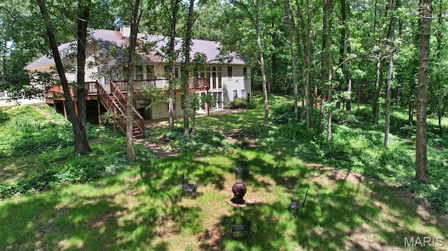 238 Skyway Dr, New Haven, MO 63068 - view of yard featuring a deck and stairway