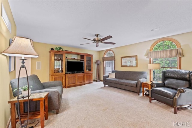 22 Fox Valley Ct, Lake St Louis, MO 63367 - living room with light colored carpet and ceiling fan