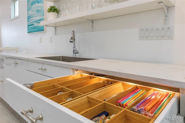 1021 Kilderkin Way, Saint Charles, MO 63301 - kitchen with open shelves and white cabinetry