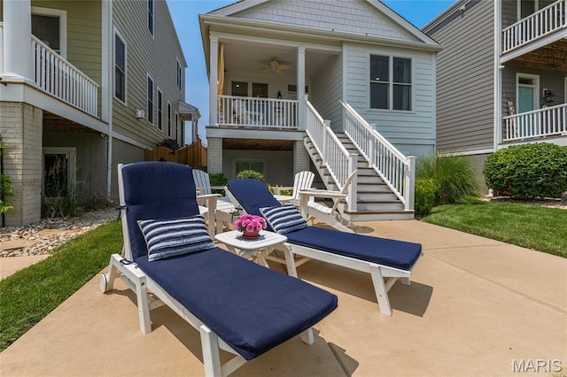 1021 Kilderkin Way, Saint Charles, MO 63301 - view of patio / terrace with stairway and a ceiling fan