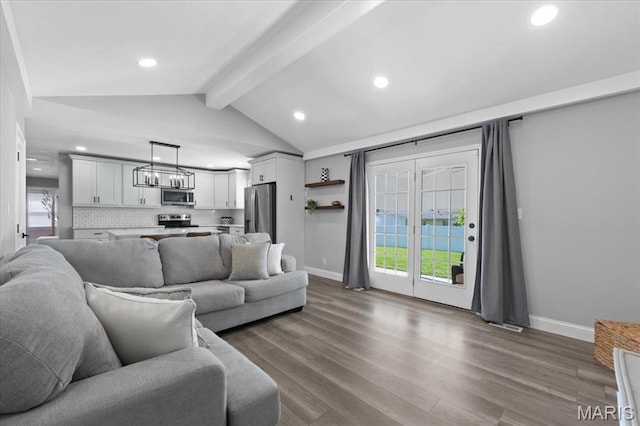 2774 Ashrock Dr, Saint Louis, MO 63129 - living room with dark wood-style floors, baseboards, and recessed lighting