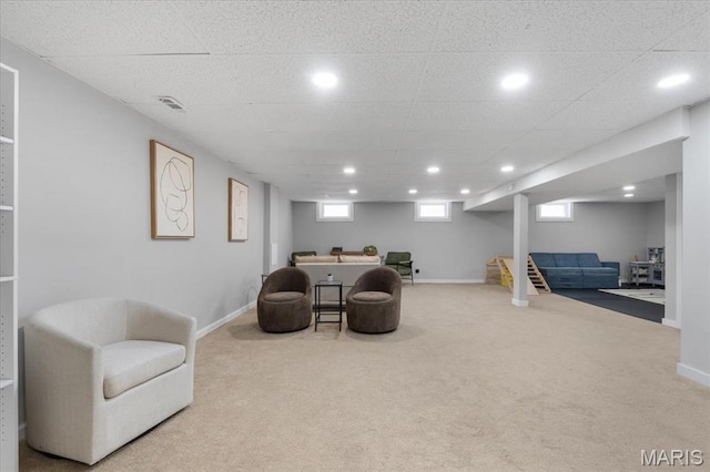 2774 Ashrock Dr, Saint Louis, MO 63129 - living area featuring carpet floors, recessed lighting, and baseboards