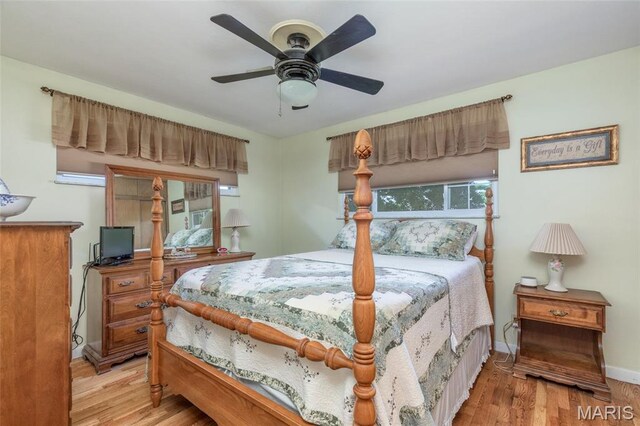 4319 Sinnwell Dr, Saint Louis, MO 63123 - bedroom featuring light wood-style flooring and ceiling fan