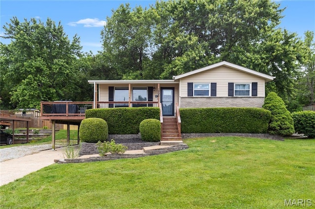 1998 Ridgeway Dr, Arnold, MO 63010 - view of front of property with a front lawn and a wooden deck