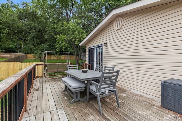 1998 Ridgeway Dr, Arnold, MO 63010 - deck featuring outdoor dining area and a fenced backyard