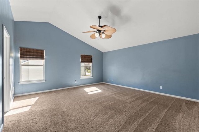 122 Tennessee Walker Way, Saint Peters, MO 63376 - carpeted empty room featuring ceiling fan, lofted ceiling, and baseboards