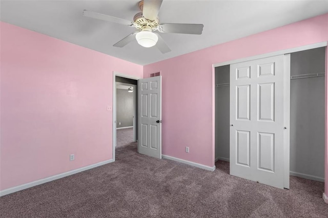 122 Tennessee Walker Way, Saint Peters, MO 63376 - unfurnished bedroom with carpet floors, a closet, baseboards, and ceiling fan