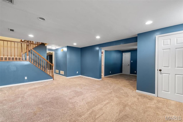 122 Tennessee Walker Way, Saint Peters, MO 63376 - finished basement featuring carpet flooring, baseboards, stairs, and recessed lighting