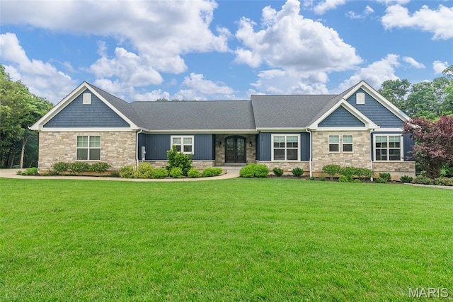 116 Brian Trl, Arnold, MO 63010 - craftsman inspired home featuring stone siding, a front lawn, and french doors