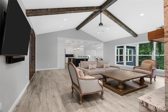 116 Brian Trl, Arnold, MO 63010 - living room featuring a chandelier, light wood-style floors, baseboards, and recessed lighting