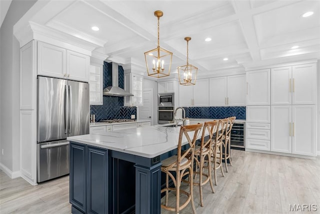 116 Brian Trl, Arnold, MO 63010 - kitchen featuring stainless steel appliances, light wood-type flooring, a chandelier, white cabinets, and recessed lighting
